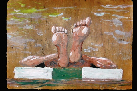 sunbathing-feet-Acrylic-on-wood-25x30-cm